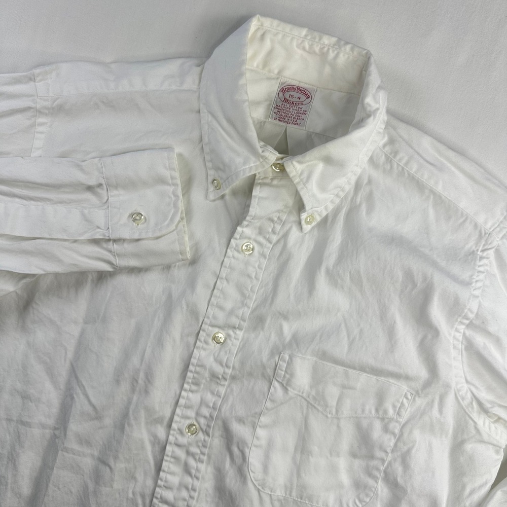 VTG Brooks Brothers Shirt Men's 15-4 White Oxford Button Down  Cotton USA